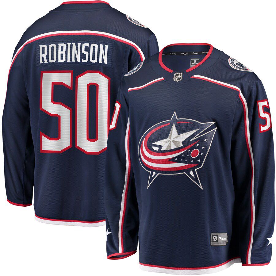 Men Columbus Blue Jackets #50 Eric Robinson Fanatics Branded Navy Home Breakaway Player NHL Jersey->columbus blue jackets->NHL Jersey